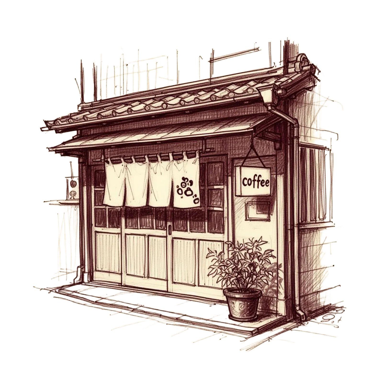 店構えのスケッチ